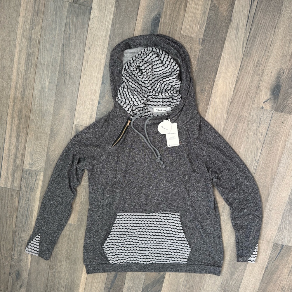 Brand New FASHION Lightweight Gray Double Hooded Sweater